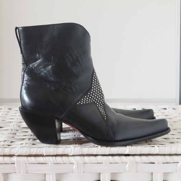 Donald J Pliner Black Leather Studded Western Ankle Boots Women’s - Picture 13 of 16